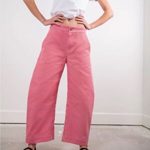 Wide Leg Corduroy Pants in Pink